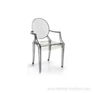 Design clear transparent plastic arms chair